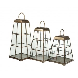 Gold line Lampion szklany klatka C